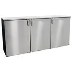Glastender C1RB72 Silver 3 Solid Door Refrigerated Back Bar Storage Cabinet, 120 Volts