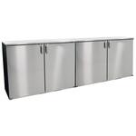 Glastender C1RB96 Silver 4 Solid Door Refrigerated Back Bar Storage Cabinet, 120 Volts