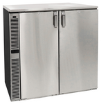 Glastender C1SB36 Silver 2 Solid Door Refrigerated Back Bar Storage Cabinet, 120 Volts
