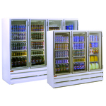 Howard-McCray GR102BM 103.75'' White 4 Section Swing Refrigerated Glass Door Merchandiser
