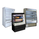 Howard-McCray R-OD30E-10-B-LED 123.00'' Black Vertical Air Curtain Open Display Merchandiser with 3 Shelves