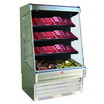 Howard-McCray R-OM30E-10-S-LED 123.00'' Stainless Steel Vertical Air Curtain Open Display Merchandiser with 3 Shelves