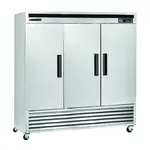 Maxx Cold MCF-72FDHC 81.00'' Bottom Mounted 3 Section Solid Door Reach-In Freezer