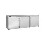 Perlick Corporation BBRLP72 Silver 3 Solid Door Refrigerated Back Bar Storage Cabinet, 120 Volts