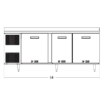 Randell 9225-513 84.00'' 3 Door Worktop Refrigerator with Front Breathing Compressor - 23.16 cu. ft.