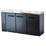 Spartan Refrigeration SBBB-72 Black 3 Solid Door Refrigerated Back Bar Storage Cabinet, 115 Volts