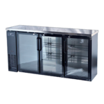 Spartan Refrigeration SGBBB-72 Black 3 Glass Door Refrigerated Back Bar Storage Cabinet, 115 Volts