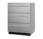 Summit Commercial SP6DBSSTB7 23.75'' 1 Section Undercounter Refrigerator with 3 Drawers and Front Breathing Compressor