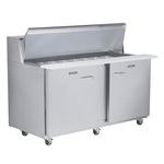 Traulsen UPT6012LR-0300 60'' 2 Door Counter Height Refrigerated Sandwich / Salad Prep Table with Standard Top