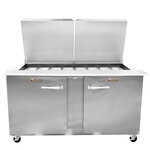 Traulsen UST6024-RR 60'' 2 Door Counter Height Refrigerated Sandwich / Salad Prep Table with Mega Top