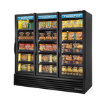 True Mfg. - General Foodservice FLM-81F~TSL01 80.75'' 81.0 cu. ft. 3 Section Black Glass Door Merchandiser Freezer