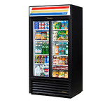True Mfg. - General Foodservice GDM-33-HC-LD 39.5'' Black 2 Section Sliding Refrigerated Glass Door Merchandiser