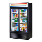 True Mfg. - General Foodservice GDM-37-HC-LD 43.5'' Black 2 Section Sliding Refrigerated Glass Door Merchandiser