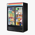 True Mfg. - General Foodservice GDM-45-HC-LD 51.13'' Black 2 Section Sliding Refrigerated Glass Door Merchandiser
