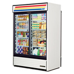 True Mfg. - General Foodservice GDM-47RL-HC-LD 54.13'' White 2 Section Sliding Refrigerated Glass Door Merchandiser