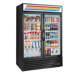 True Mfg. - General Foodservice GDM-49-HC~TSL01 54.13'' Black 2 Section Swing Refrigerated Glass Door Merchandiser