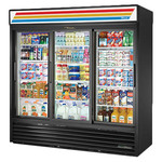 True Mfg. - General Foodservice GDM-69-HC-LD 78.13'' Black 3 Section Sliding Refrigerated Glass Door Merchandiser
