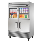 True Mfg. - General Foodservice T-49-2-G-2-HC~FGD01 54.13'' 49 cu. ft. Bottom Mounted 2 Section Glass/Solid Half Door Reach-In Refrigerator
