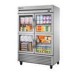 True Mfg. - General Foodservice T-49G-4-HC~FGD01 54.13'' 49 cu. ft. Bottom Mounted 2 Section Glass Half Door Reach-In Refrigerator