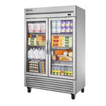 True Mfg. - General Foodservice T-49G-HC~FGD01 54.13'' 49 cu. ft. Bottom Mounted 2 Section Glass Door Reach-In Refrigerator