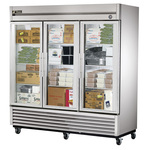 True Mfg. - General Foodservice T-72FG-HC~FGD01 78.13'' 72 cu. ft. Bottom Mounted 3 Section Glass Door Reach-In Freezer