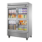 True Mfg. - General Foodservice TS-49G-4-HC~FGD01 54.13'' 49 cu. ft. Bottom Mounted 2 Section Glass Half Door Reach-In Refrigerator