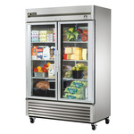 True Mfg. - General Foodservice TS-49G-HC~FGD01 54.13'' 49 cu. ft. Bottom Mounted 2 Section Glass Door Reach-In Refrigerator
