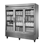 True Mfg. - General Foodservice TS-72G-HC~FGD01 78.13'' 72 cu. ft. Bottom Mounted 3 Section Glass Door Reach-In Refrigerator