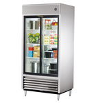 True Mfg. - General Foodservice TSD-33G-HC-LD 39.5'' 33 cu. ft. Bottom Mounted 2 Section Glass Door Reach-In Refrigerator
