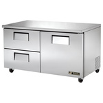True Mfg. - General Foodservice TUC-60D-2-HC 60.38'' 2 Section Undercounter Refrigerator with 1 Right Hinged Solid Door 2 Drawers and Front Breathing Compressor