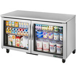 True Mfg. - General Foodservice TUC-60G-HC~FGD01 60.38'' 2 Section Undercounter Refrigerator with 2 Left/Right Hinged Glass Doors and Front Breathing Compressor