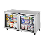True Mfg. - General Foodservice TUC-60G-HC~SPEC3 60.38'' 2 Section Undercounter Refrigerator with 2 Left/Right Hinged Glass Doors and Side / Rear Breathing Compressor