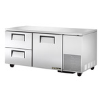 True Mfg. - General Foodservice TUC-67D-2-HC 67.25'' 2 Section Undercounter Refrigerator with 1 Right Hinged Solid Door 2 Drawers and Side / Rear Breathing Compressor