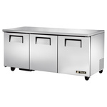 True Mfg. - General Foodservice TUC-72-HC 72.38'' 3 Section Undercounter Refrigerator with 3 Left/Right Hinged Solid Doors and Front Breathing Compressor
