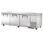 True Mfg. - General Foodservice TUC-93-HC 93.25'' 3 Section Undercounter Refrigerator with 3 Left/Right Hinged Solid Doors and Side / Rear Breathing Compressor