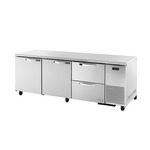 True Mfg. - General Foodservice TUC-93D-2-HC~SPEC3 93.25'' 3 Section Undercounter Refrigerator with 2 Left Hinged Solid Doors 2 Drawers and Side / Rear Breathing Compressor