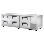 True Mfg. - General Foodservice TUC-93D-6-HC 93.25'' 3 Section Undercounter Refrigerator with 6 Drawers and Side / Rear Breathing Compressor