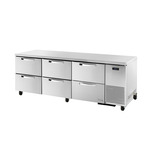 True Mfg. - General Foodservice TUC-93D-6-HC~SPEC3 93.25'' 3 Section Undercounter Refrigerator with 6 Drawers and Side / Rear Breathing Compressor