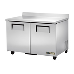 True Mfg. - General Foodservice TWT-48-HC 48.38'' 2 Door ADA Height Worktop Refrigerator with Side / Rear Breathing Compressor - 12.0 cu. ft.