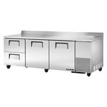 True Mfg. - General Foodservice TWT-93D-2-HC 93.25'' 2 Door 2 Drawer ADA Height Worktop Refrigerator with Front Breathing Compressor - 30.9 cu. ft.