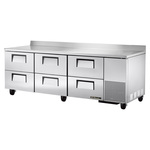 True Mfg. - General Foodservice TWT-93D-6-HC 93.25'' 6 Drawer ADA Height Worktop Refrigerator with Side / Rear Breathing Compressor - 30.9 cu. ft.