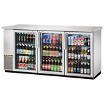 True Mfg. - General Foodservice True TBB-24-72G-S-HC-LD Silver 3 Glass Door Refrigerated Back Bar Storage Cabinet, 115 Volts