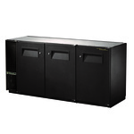 True Mfg. - General Foodservice True TBB-24GAL-72-HC Black 3 Solid Door Refrigerated Back Bar Storage Cabinet, 115 Volts