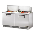 True Mfg. - General Foodservice True TFP-64-24M 64.13'' 2 Door Counter Height Mega Top Refrigerated Sandwich / Salad Prep Table