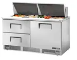 True Mfg. - General Foodservice True TFP-64-24M-D-2 64.13'' 1 Door 2 Drawer Counter Height Mega Top Refrigerated Sandwich / Salad Prep Table