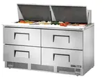 True Mfg. - General Foodservice True TFP-64-24M-D-4 64.13'' 4 Drawer Counter Height Mega Top Refrigerated Sandwich / Salad Prep Table