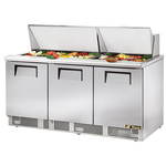 True Mfg. - General Foodservice True TFP-72-30M 72.13'' 3 Door Counter Height Mega Top Refrigerated Sandwich / Salad Prep Table