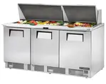 True Mfg. - General Foodservice True TFP-72-30M 72.13'' 3 Door Counter Height Mega Top Refrigerated Sandwich / Salad Prep Table