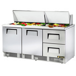 True Mfg. - General Foodservice True TFP-72-30M-D-2 72.13'' 2 Door 2 Drawer Counter Height Mega Top Refrigerated Sandwich / Salad Prep Table