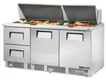 True Mfg. - General Foodservice True TFP-72-30M-D-2 72.13'' 2 Door 2 Drawer Counter Height Mega Top Refrigerated Sandwich / Salad Prep Table